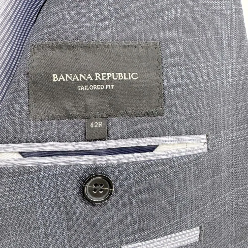 Men’s Banana Republic Tailored Fit 2 Button Side Vent Wool Sport Coat Grey 42R